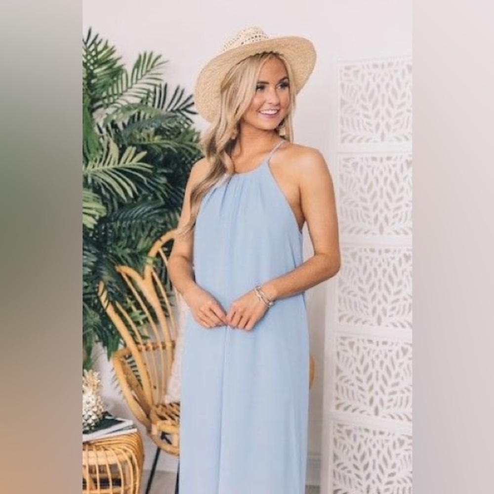 All I Really Want Is Love - Blue Maxi Dress - Pink Lily